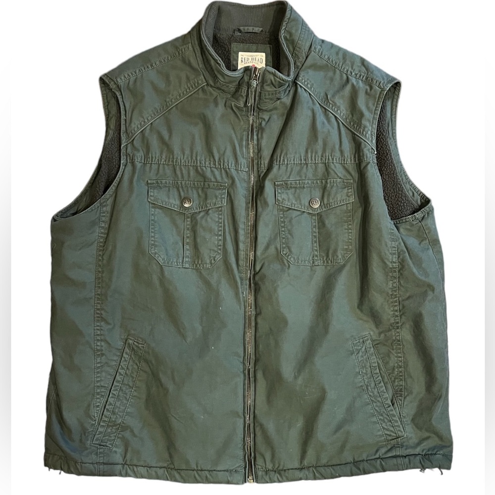 Mens Dark Grey Red Head Cargo Vest